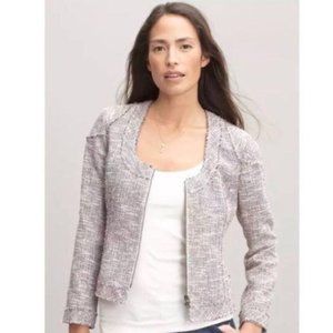 Banana Republic Linen Tweed Raw Edge Moto Jacket